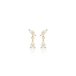 14K Solid Gold Lab Diamond Cartilage Dangle Earring Threadless Push Pin Flat Back Stud