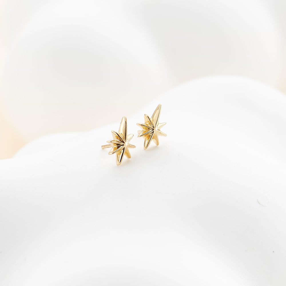 additional perspective of 14K solid gold star-shaped for cartilage piercing flat back stud earring threadless design nicke...