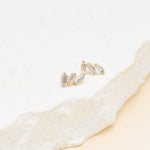 14K Solid Gold Baguette Lab Diamond Cartilage Stud Earring