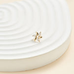 14K Solid Gold Lab Diamond Pinwheel Push Back Cartilage Flat Back Earring