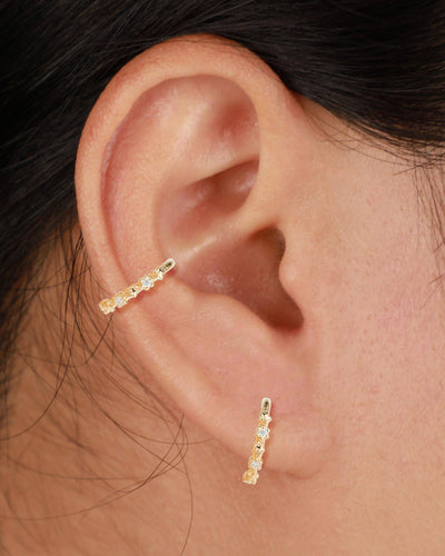 14K Solid Gold Lab Diamond Conch Hoop Earrings Hinged Seamless Clicker