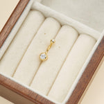 14G 14K Solid Gold Round Lab Diamond Bubble Belly Button Jewelry