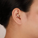 14K Solid Gold Lab Diamond Daith Clicker Hoop Earring Hinged Seamless Septum Ring