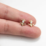 14K Solid Gold Lab Diamond Iris Push Back Stud Earring