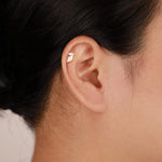 14K Solid Gold Marquise Lab Diamond Threadless Flat Back Cartilage Stud Earring
