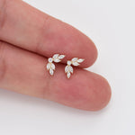 14K Solid Gold Lab-Grown Diamond Antler Cartilage Stud Earring, Threadless Push Pin Stud