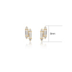 14K Solid Gold Baguette Lab Diamond Flat Back Stud Earring