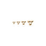 14K Solid Gold Tiny Trinity Ball Threadless Push Pin Flat Back Labret