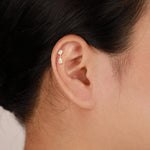 14K Solid Gold Lab Diamond Dangle Helix Threadless Flat Back Stud Earring