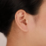 14K Rose Gold Lab Diamond Cartilage Earring: Solid Gold Threadless Flat Back Studs