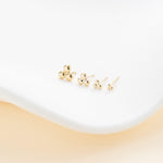 14K Solid Gold Tiny Trinity Ball Threadless Push Pin Flat Back Labret