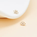 20G 18G 16G Baguette Lab Diamond Push Pin Labret Studs 14K Solid Gold