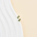 14K Solid Gold Marquise Moss Agate Leaf Cartilage Flat Back Stud Earring