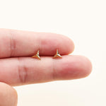 14K Solid Gold Triangle Threadless Flat Back Earrings: Cartilage, Helix, Conch Piercing