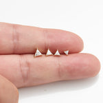 14K Solid Gold Triangle Moissanite Flat Back Earring : Cartilage, Helix, Conch Piercing Jewelry