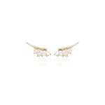 14K Solid Gold Lab Diamond Climber Earring: Threadless Flat Back Push Pin Stud