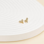 14K Solid Gold Leaf Lab Diamond Push pin Labret: Threadless Flat Back Stud Earring
