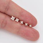 14K Solid Gold L-Shaped Lab Diamond Nose Studs 18G