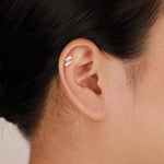 14K Solid Baguette Gold Lab Diamond Threadless Push Pin Flat Back Stud Earring