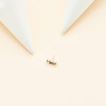 14K Solid Gold Marquise Moss Agate Cartilage Earring Threadless Flat Back Stud