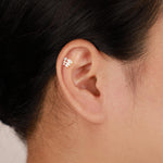 14K Solid Gold Marquise Lab Diamond Cartilage Flat Back Stud Earring