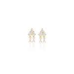 14K Solid Gold Baguette Lab Diamond Dangle Cartilage Flat Back Earring