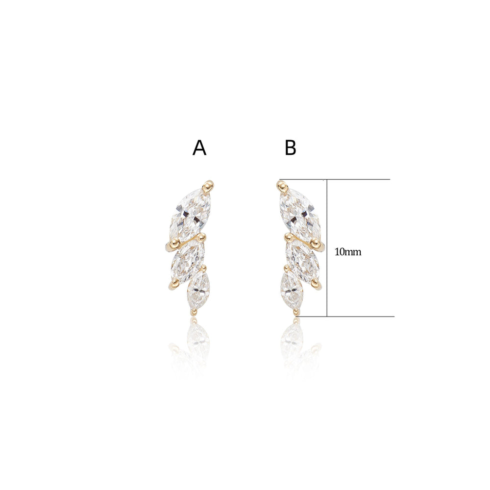 worn on model - 14K solid gold lab diamond climber earring threadless design nickel-free