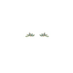 14K Solid Gold Marquise Moss Agate Leaf Stud Threadless Flat Back Cartilage Earring