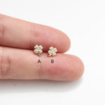 14K Solid Gold Lab Diamond Clover Cartilage Earring: Threadless Flat Back Stud