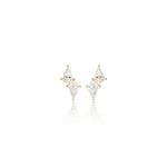 14K Solid Gold Kite Cut Moissanite Cartilage Flat Back Stud Earring