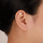 14K Solid Gold Lab Diamond Lotus Dangle Threadless Cartilage Flat Back Earring