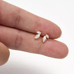 14K Solid Gold Marquise Lab Diamond Threadless Flat Back Cartilage Stud Earring