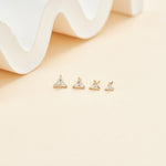 14K Solid Gold Triangle Moissanite Flat Back Earring : Cartilage, Helix, Conch Piercing Jewelry