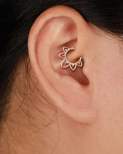 14K Solid Gold Hinge Seamless Clicker Hoop Earring Septum Daith Ring