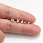 Princess Cut Lab Diamond Flat Back Earrings in 14K Solid Gold