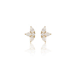 14K Solid Gold Pear Shaped Lab Diamond Lotus Cartilage Flat Back Earring
