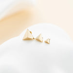 14K Solid Gold Pyramid Cartilage Stud Earring: Threadless Flat Back Stud