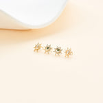 14K Solid Gold Lab Diamond Sun Cartilage Flat Back Stud Earring