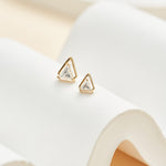 14K Solid Gold Triangle Moissanite Cartilage Earrings: Threadless Flat Back Stud