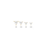 14K Solid Gold Trilliant Cut Lab Diamond Threadless Flat Back Stud Earring