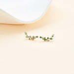 14K Solid Gold Moss Agate Cartilage Stud Threadless Flat Back Push Pin Earring