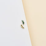 14K Solid Gold Marquise Moss Agate Flat Back Cartilage Ear Crawler Stud