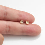 14K Solid Gold Moonstone Threadless Flat Back Earring