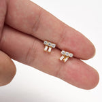 14K Solid Gold Bar Cartilage Dangle Earring Threadless Push Pin Flat Back Stud