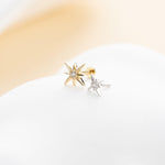 14K Solid Gold Lab Diamond Star Cartilage Threadless Flat Back Earring
