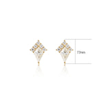 Kite Cut Moissanite Cartilage Flat Back Stud Earrings 14K Solid Gold