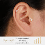14K Solid Gold Lab Diamond Flat Back Earring 20G 18G 16G
