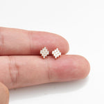 14K Solid Gold Baguette Lab Diamond Threadless Cartilage Flat Back Stud Earring