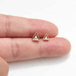 14K Solid Gold Triangle Moissanite Cartilage Earrings: Threadless Flat Back Stud