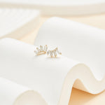 14K Solid Gold Baguette Lab Diamond Helix Earring: Threadless Flat Back Stud
